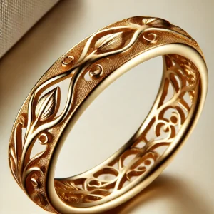 Kumlama işlemi yapılmış bir altın yüzük